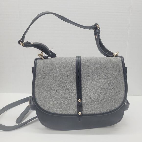 Steve Madden Black & Grey Crossbody Shoulder Bag Adjustable Strap Magnet Closure - Picture 1 of 12